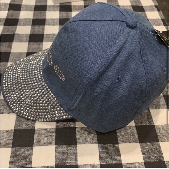 Women’s Bebe Hat with Crystals Rhinestone Logo and Panel - Picture 3 of 8